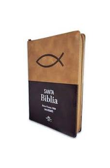 Image of Biblia RVR 1960 Letra Gigante Café Ichtus Símil Piel con Índice y Cierre