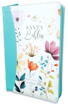 Image of Biblia RVR 1960 Letra Gigante 14 Puntos Manual Jardín Turquesa Símil Piel Cierre Índice