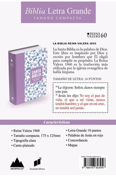 Biblia RVR 1960 Compacta Símil Piel Flores Lila Claro