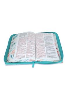 Image of Biblia RVR 1960 Letra Gigante 14 Puntos Manual Jardín Turquesa Símil Piel Cierre Índice
