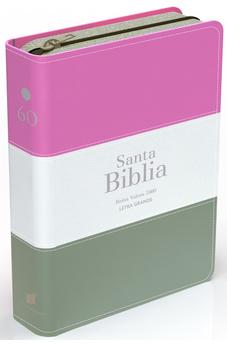 Image of Biblia RVR 1960 Compacta Letra Grande 11 puntos Símil Piel Magenta Verde Glacial Verde Grisaceo con Cierre y Índice