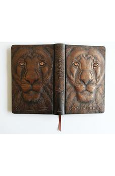 Image of Biblia RVR 1960 Letra Grande Tamaño Manual León de Juda 3D Bronce Símil Piel
