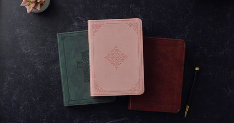 Image of ESV Value Large Print Compact Bible (Trutone, Blush Rose, Fleur-De-Lis Design)