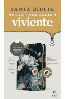 Image of Biblia NTV Ultrafina con Filament Floral Símil Piel con Índice y Cierre