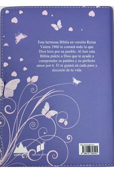 Biblia RVR 1960 Compacta Símil Piel Juvenil Mariposa Lila
