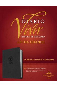 Biblia RVR 1960 de Estudio del Diario Vivir Letra Grande Símil Piel Carbón Letra Roja