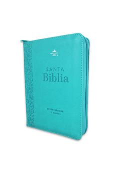 Image of Biblia RVR 1960 Compacta Turquesa Floral Símil Piel con Cierre