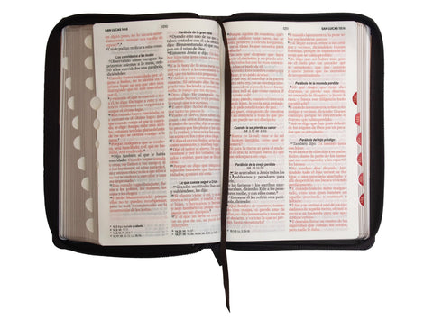 Image of Biblia RVR 1960 Letra Grande Tamaño Manual Símil Piel Duotono Café con Índice y Cierre
