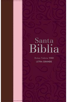 Biblia RVR 1960 Letra Grande Tamaño Manual Tricolor Guinda Palo Rosa Marrón con Cierre e Índice