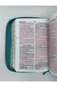 Image of Biblia RVR 1960 Compacta Duotono Turquesa con Índice y Cierre