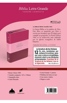 Image of Biblia RVR 1960 Compacta Letra Grande 11 puntos Símil Piel Fucsia Rosado Rojo Granate con Cierre y Índice