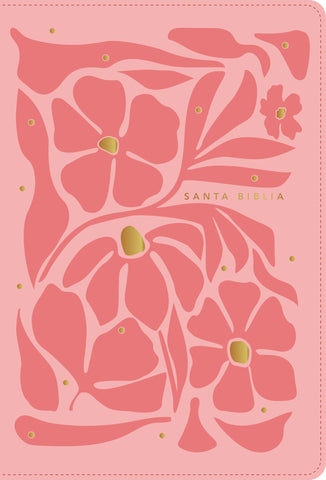 Image of Biblia NTV Ultrafina Letra Grande con Filament Símil Piel Flores Rosa Índice Letra Roja