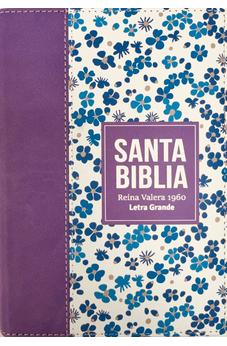 Biblia RVR 1960 Compacta Símil Piel Flores Lila Claro