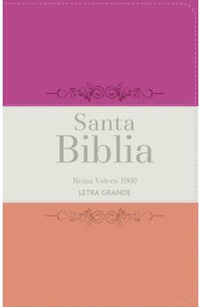 Biblia RVR 1960 Letra Grande Tamaño Manual Tricolor Guinda Crema Melón con Cierre e Índice