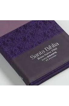 Image of Biblia RVR 1960 Letra Gigante Tricolor Lila Morado Negro Símil Piel con Índice y Cierre