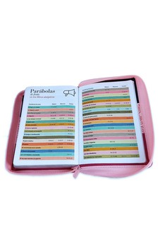 Image of Biblia RVR 1960 Letra Grande Compacta 11 Puntos Tricolor Negro Rosa Fucsia Símil Piel con Índice y Cierre