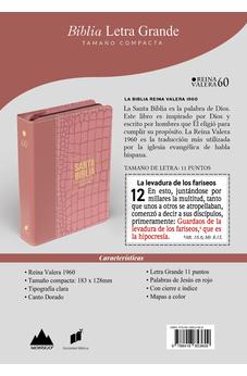 Image of Biblia RVR 1960 Compacta Letra Grande 11 puntos Símil Piel Piel Rosa Oscuro con Cierre y Índice