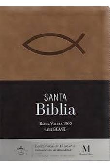 Image of Biblia RVR 1960 Letra Gigante Café Ichtus Símil Piel con Índice y Cierre