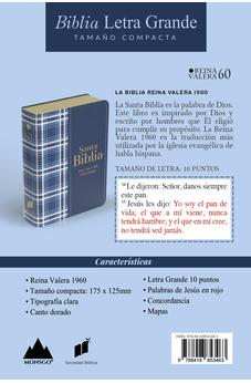 Biblia RVR 1960 Compacta Símil Piel Cuadros Azul Oscuro