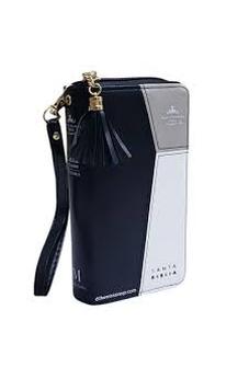 Image of Biblia RVR 1960 Chequera Negro Beige Blanco Símil Piel con Índice y Cierre