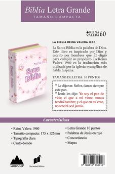 Biblia RVR 1960 Compacta Símil Piel Juvenil Mariposa Palo Rosa