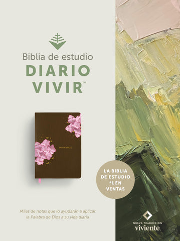 Image of Biblia NTV de Estudio del Diario Vivir Símil Piel Café Rosa Letra Roja