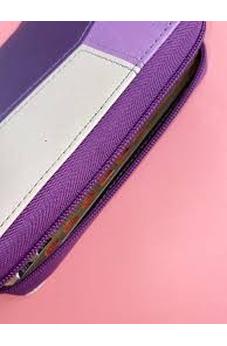 Image of Biblia RVR 1960 Chequera Lila Gris Símil Piel con Índice y Cierre