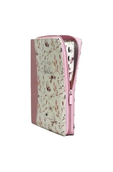 Image of Biblia RVR 1960 Letra Gigante Símil Piel Mariposas Rosa con Índice y Cierre