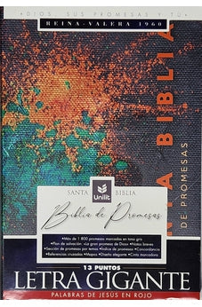 Biblia RVR 1960 de Promesas Letra Gigante Negro Naranja Verde Símil Piel