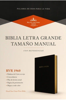 Biblia RVR 1960 Letra Grande Tamaño Manual Piel Fabricada Negro