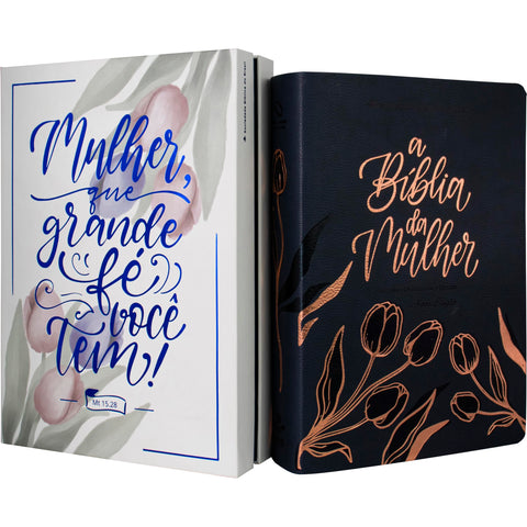 Image of Biblia Em Portugués NAA da Mulher Biblia de La Mujer Nueva Edición Nueva Almeida Nova Edicao Capa Azul Marinho