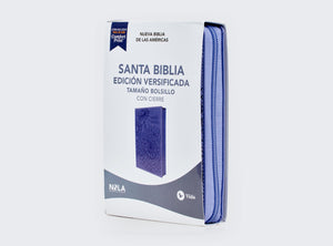 Biblia NBLA Edición Versificada Tamaño Bolsillo Piel Morado Cierre Palabras de Jesús en Rojo Comfort Print