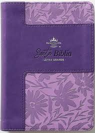 Biblia RVR 1960 Letra Grande Tamaño Manual Bicolor Lila Lila Símil Piel
