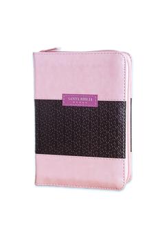 Biblia RVR 1960 Bolsillo Rosa Café Símil Piel con Índice y Cierre