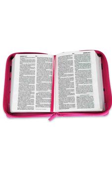 Biblia RVR 1960 Bolsillo Rosa Fucsia Mariquita Símil Piel con Cierre