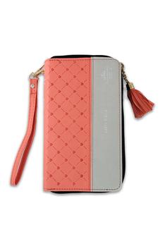 Biblia RVR 1960 Chequera Coral Gris Claro Símil Piel con Cierre