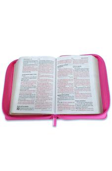 Biblia RVR 1960 Compacta Fucsia Floral Símil Piel con Cierre