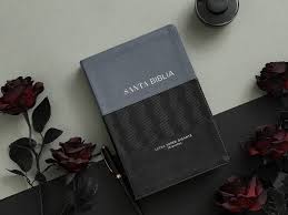 Image of Biblia RVR 1960 Letra Gigante Tricolor Negro Gris Símil Piel con Índice y Cierre