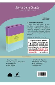 Image of Biblia RVR 1960 Compacta Letra Grande 11 puntos Símil Piel Lila Verde Aguamarina con Cierre y Índice