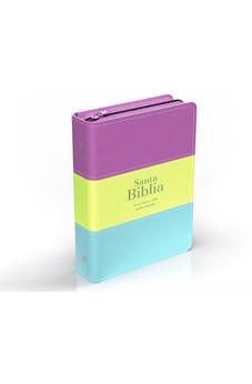 Image of Biblia RVR 1960 Compacta Letra Grande 11 puntos Símil Piel Lila Verde Aguamarina con Cierre y Índice