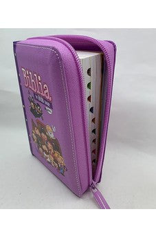 Biblia RVR 1960 para Niños mi Gran Viaje Lila Símil Piel con Índice y Cierre
