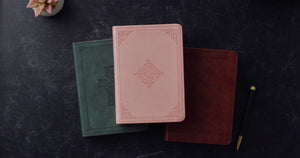 ESV  Value Large Print Compact Bible (Trutone, Blush Rose, Fleur-De-Lis Design)