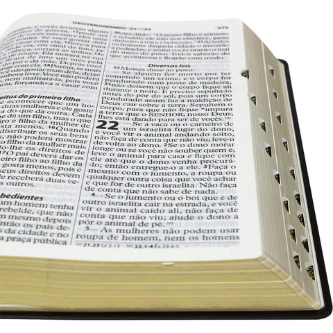 Image of Biblia Em Portugués NTLH085TILEXG Tapa Imitación Cuero Marrón Ocuro Índice Digital