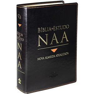 Biblia Em Portugués Biblia de Estudo Nova Almeida Atualizada NA085E Tapa Imitación Cuero Negro