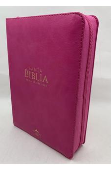 Biblia RVR 1960 Letra Grande Compacta 11 Puntos Símil Piel Fucsia Cierre