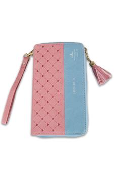 Biblia RVR 1960 Chequera Azul Rosa Símil Piel con Cierre