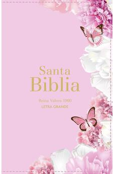 Biblia RVR 1960 Letra Grande Tamaño Manual Símil Piel Rosa Claro