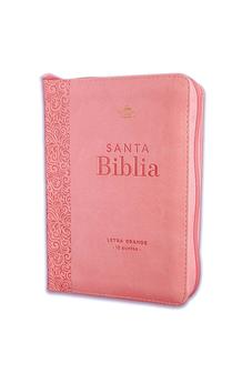 Biblia RVR 1960 Compacta Rosa Floral Símil Piel con Cierre