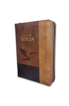 Biblia RVR 1960 Compacta Tricolor Café Águila Símil Piel con Índice y Cierre