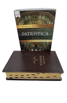 Biblia RVR 1977 de Estudio Patrística Negra Símil Piel con Índice